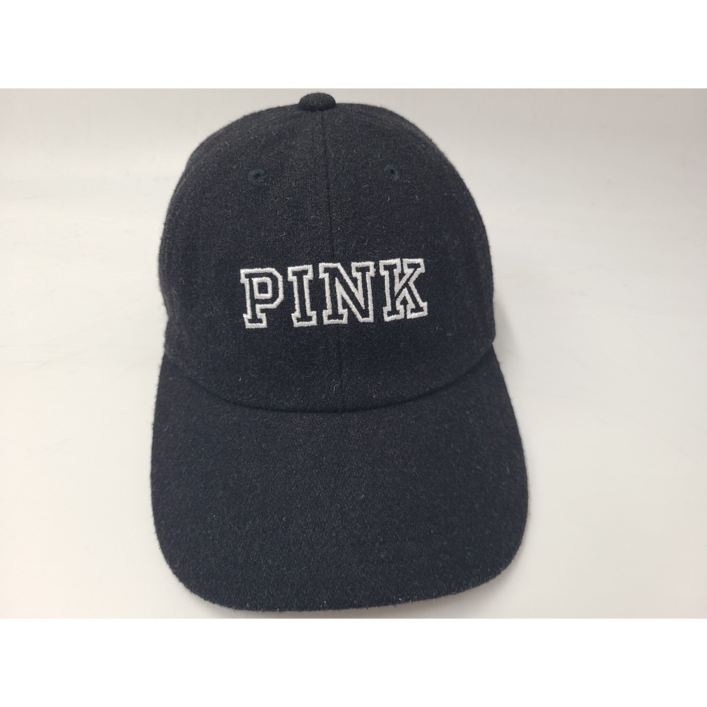 Women Victorias Secret Pink Strapback Adjustable Hat Cap Wool Blend Casual Black